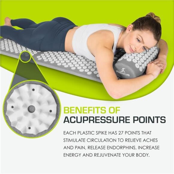 Acupressure Mat and Pillow Set for Back/Neck Pain Relief and Muscle Relaxation - Picture 3 of 7